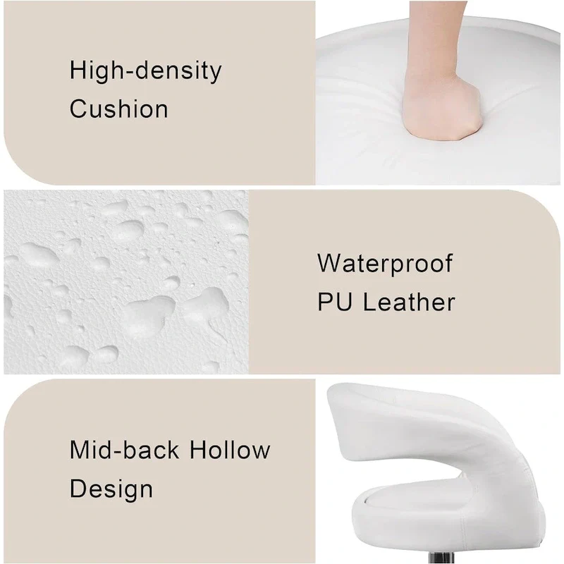 Rounded Mid-Back Barstools with Adjustable Height, Bar Stools(Set of 4)