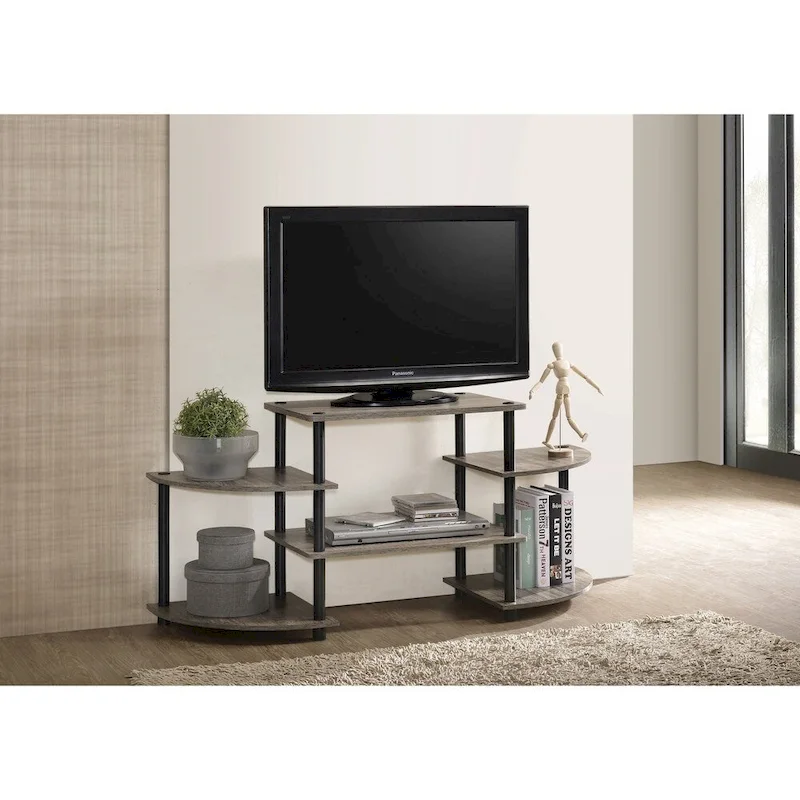 Desert Gray TV Stand with Side Shelves