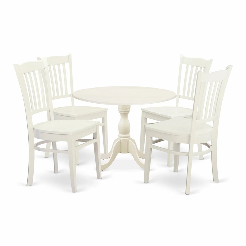 East West Furniture 5 Piece Dining Room Table Set- a Round Kitchen Table and 4 Dining Chairs, (Finish Options)
