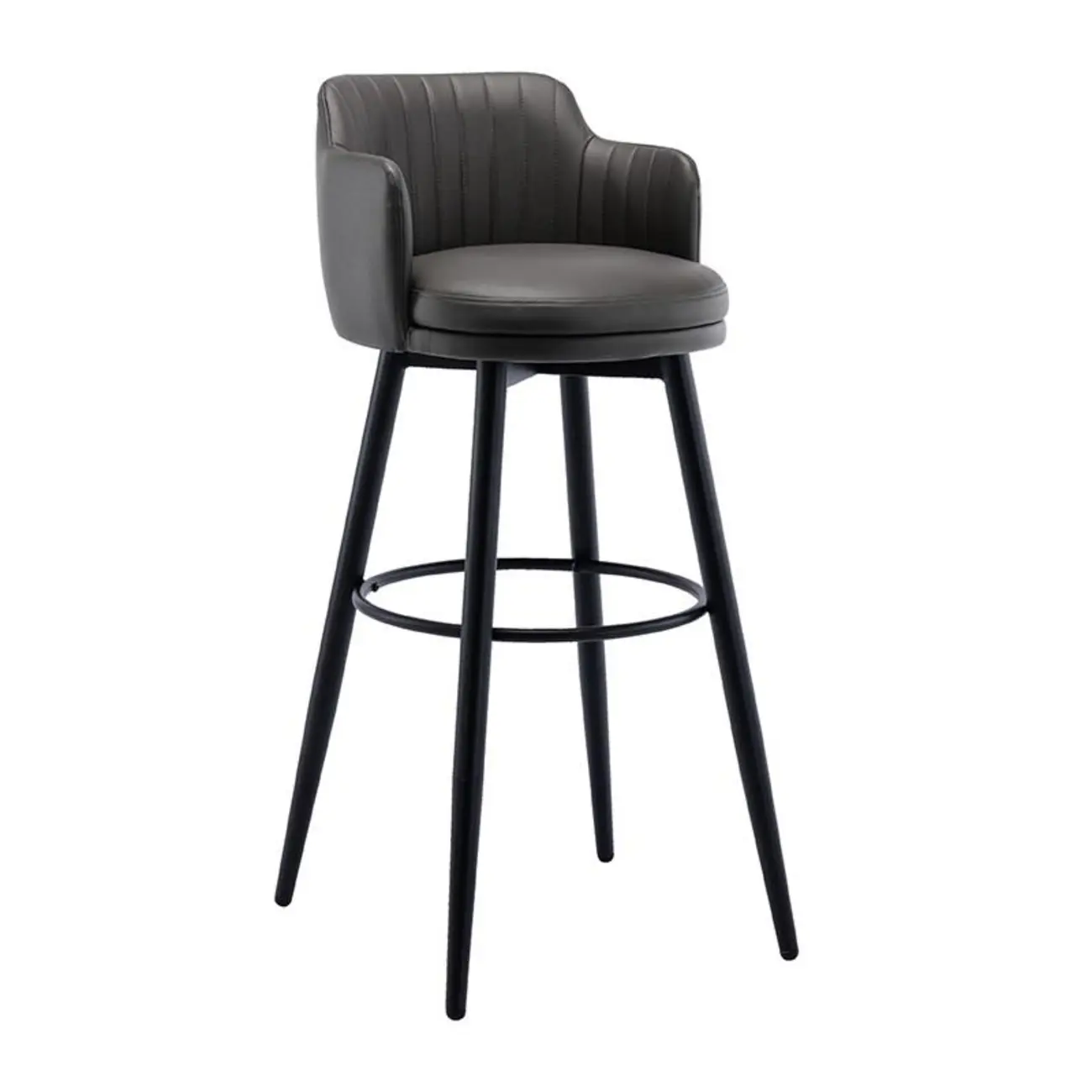 Modern Round Upholstered Curved Back Bistro Swivel Bar Stool