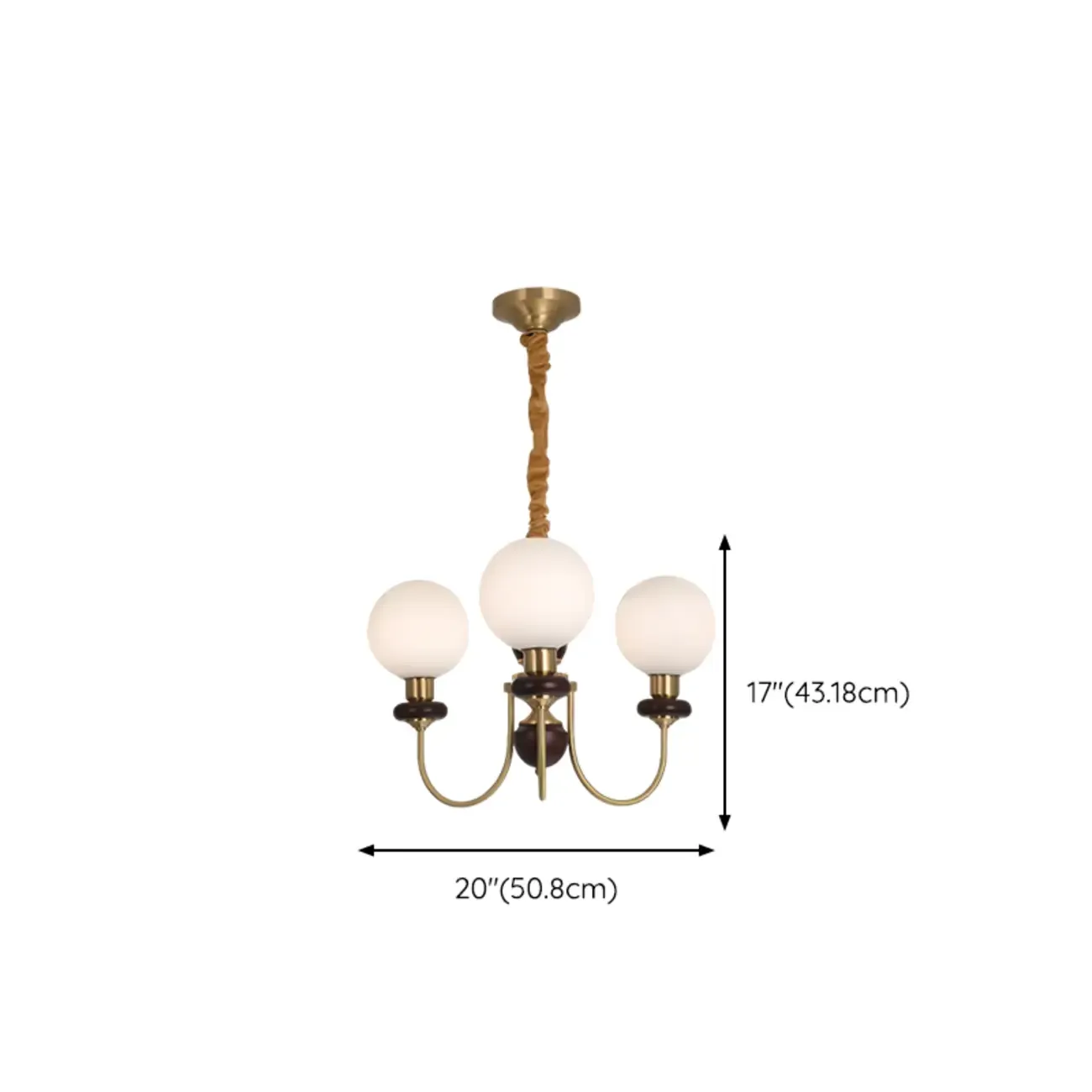Gold Classic Globe Glass Chandelier Height Adjustable
