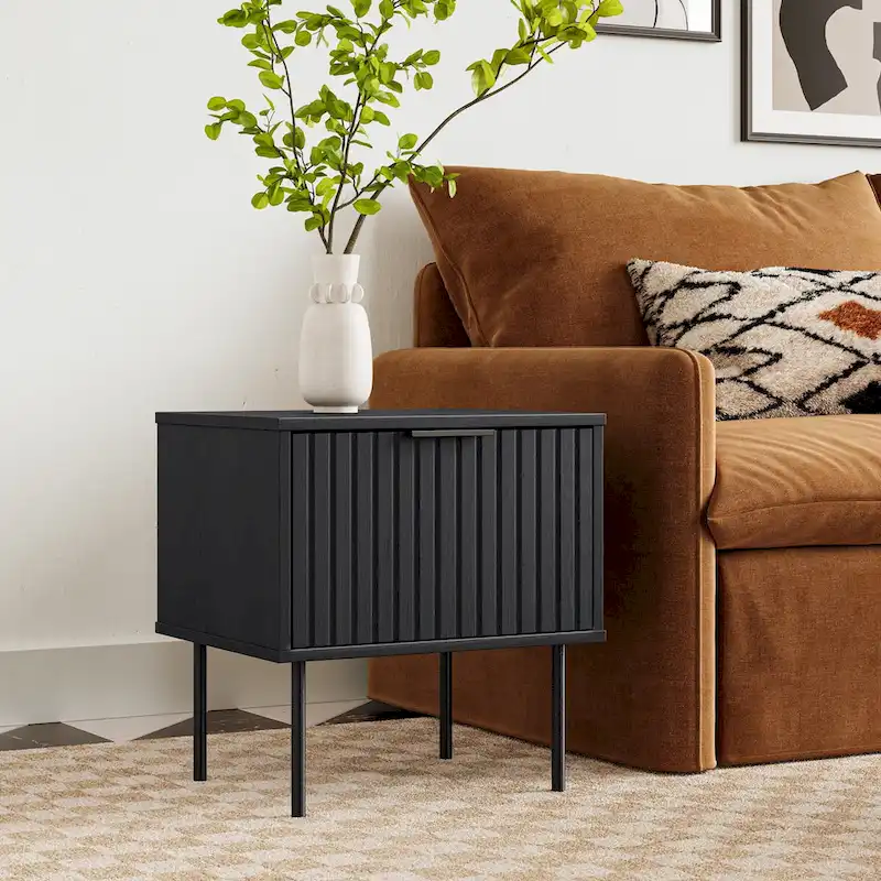 Black Fluted Side Table for 1