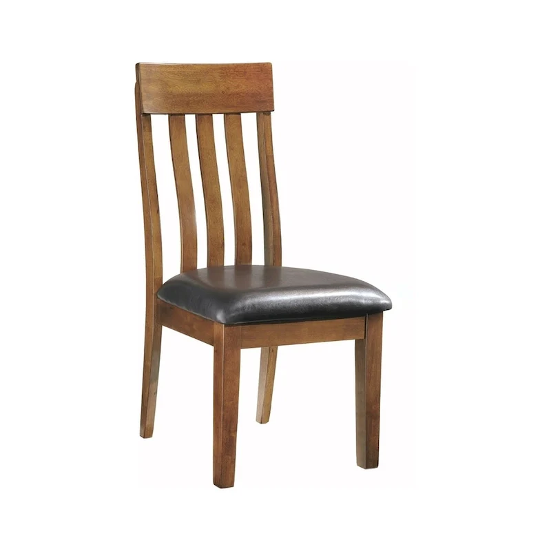 Brown Faux Leather Dining Chair, Rustic Style, Set of 2