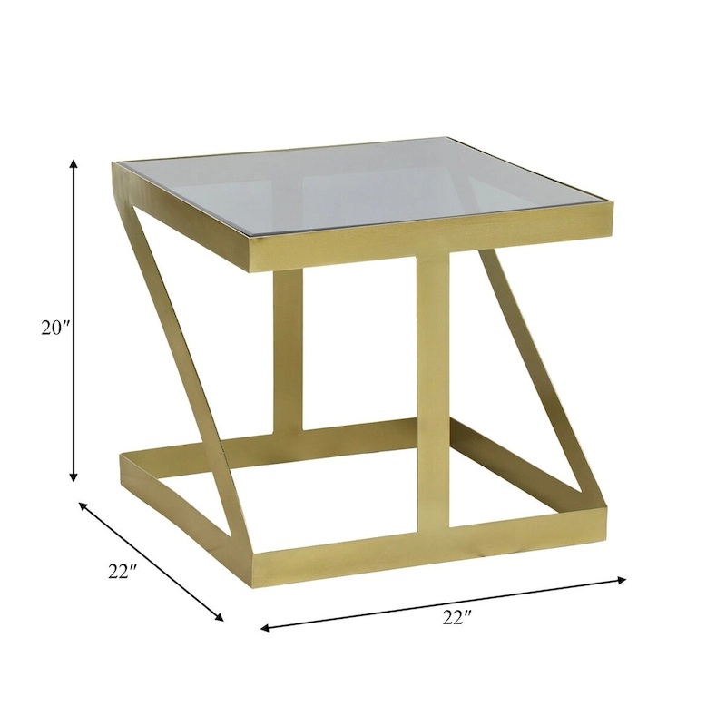 Sagebrook Home Modern Glam 20 Metal and Glass Gold and Black Side Accent Table - 22 x 22 x 20