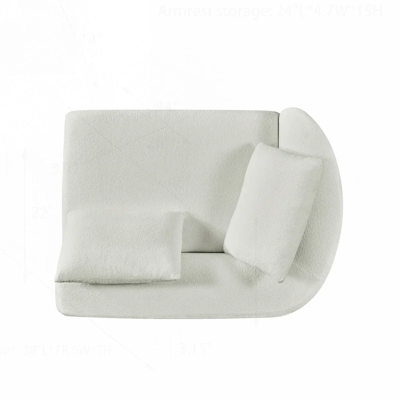 Modern Curved Sectional Sofa with Pearl Upholstery, High-Density Foam, 5-Seater for Living Room