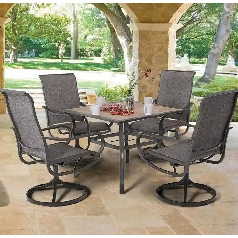 MAISON ARTS 5/6-piece Black Steel Patio Dining Set