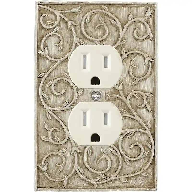 Meriville French Scroll Electrical Outlet Wall Plate Cover, Hand Painted