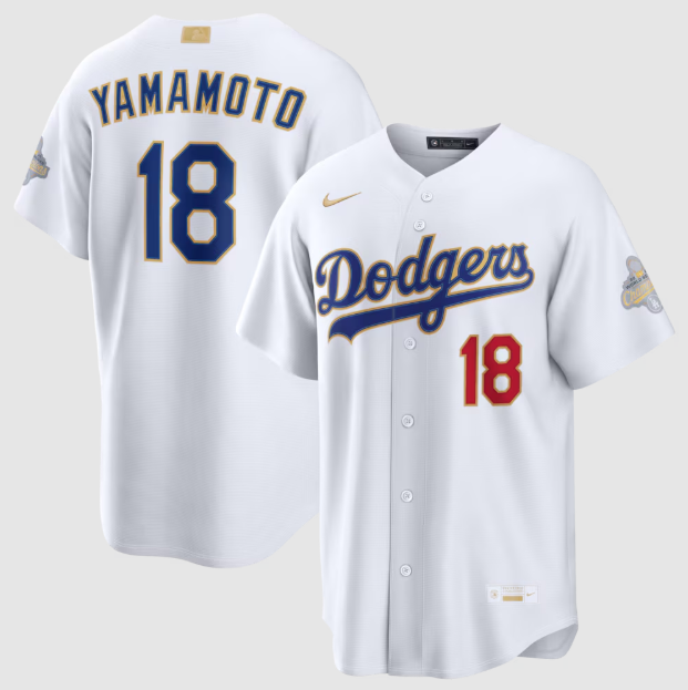 Los Angeles Dodgers Yoshinobu Yamamoto White 2026 Gold Collection Stadium Jersey