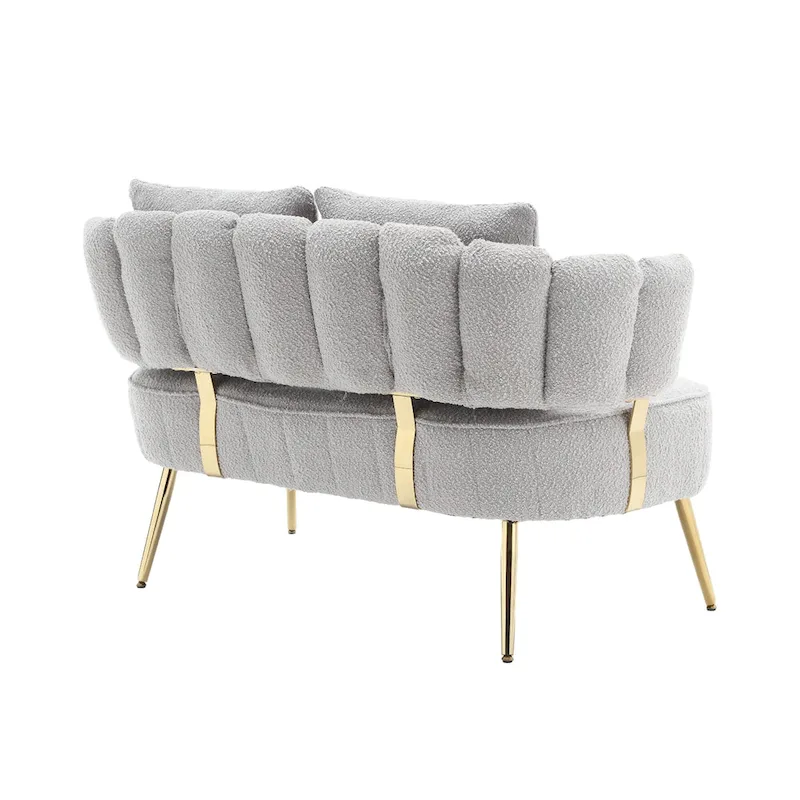 Modern Upholstered Armsofa Tufted Sofa with Metal Frame