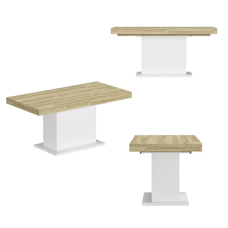 Large Dining Table - Wood Grain Finish, Seats 6-8 (Black/White)