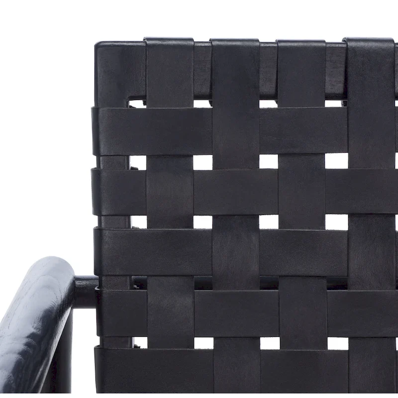 Natural Wood Leather Woven Accent Chair - Single Seat