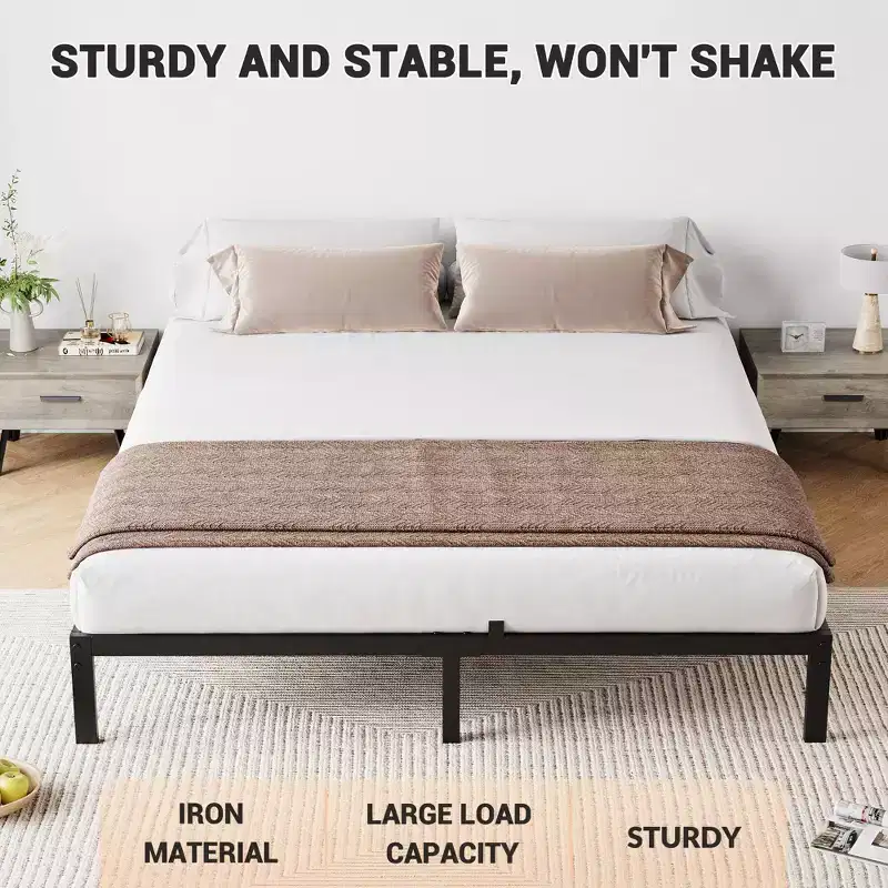 Twin Size Metal Platform Bed Frame  8 Elevated Noise-Free Design with Sturdy Slats & Under Bed Storage  No Box Spring Required