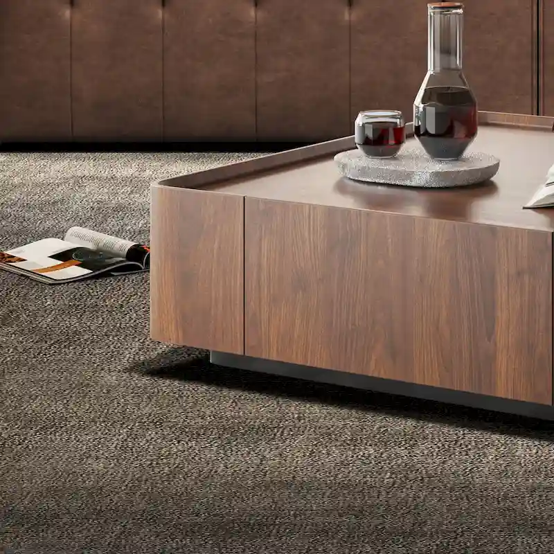 Mid-Century Modern Square Wood Coffee Table with Drawers