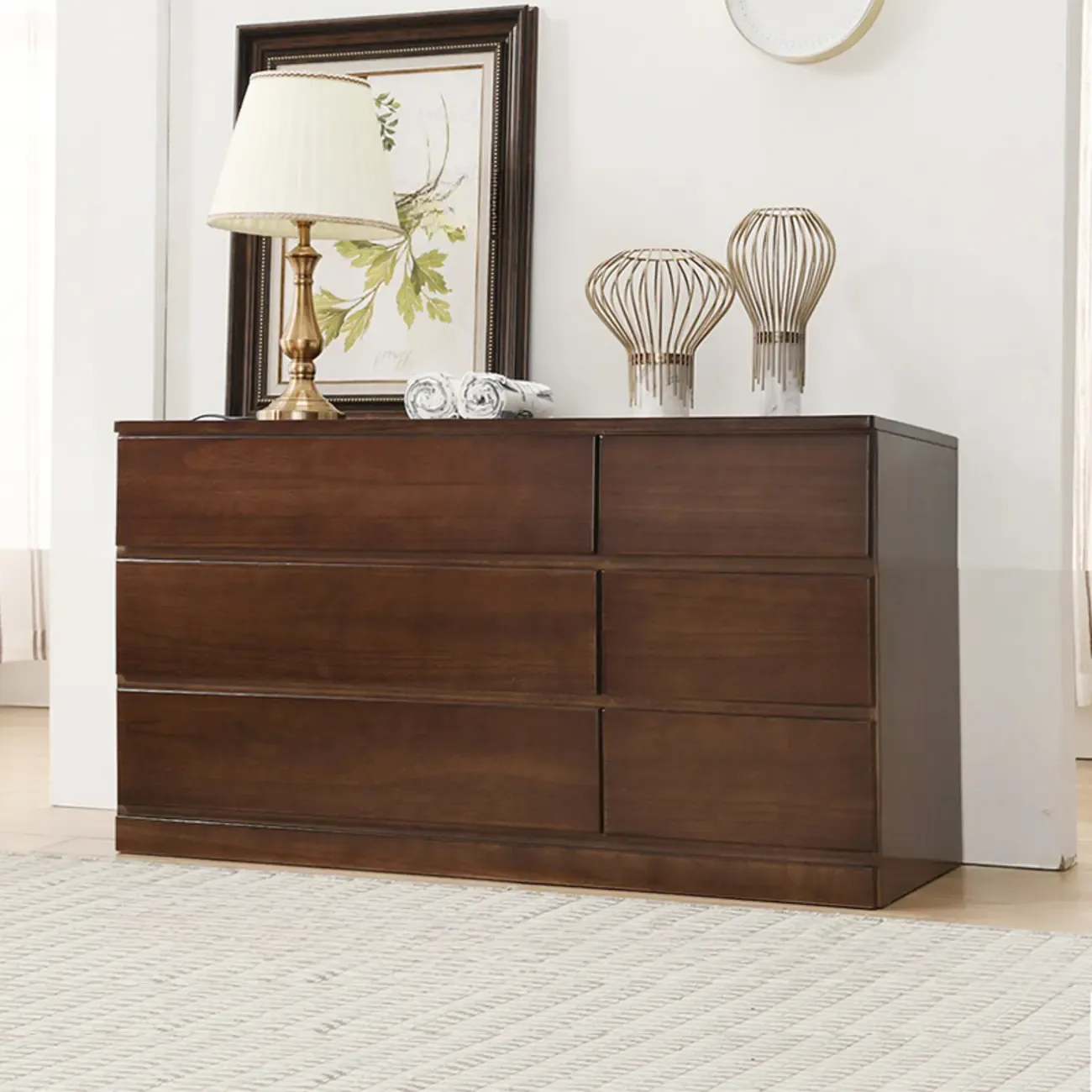 Classic Wooden Double Dressers with 7-Drawer