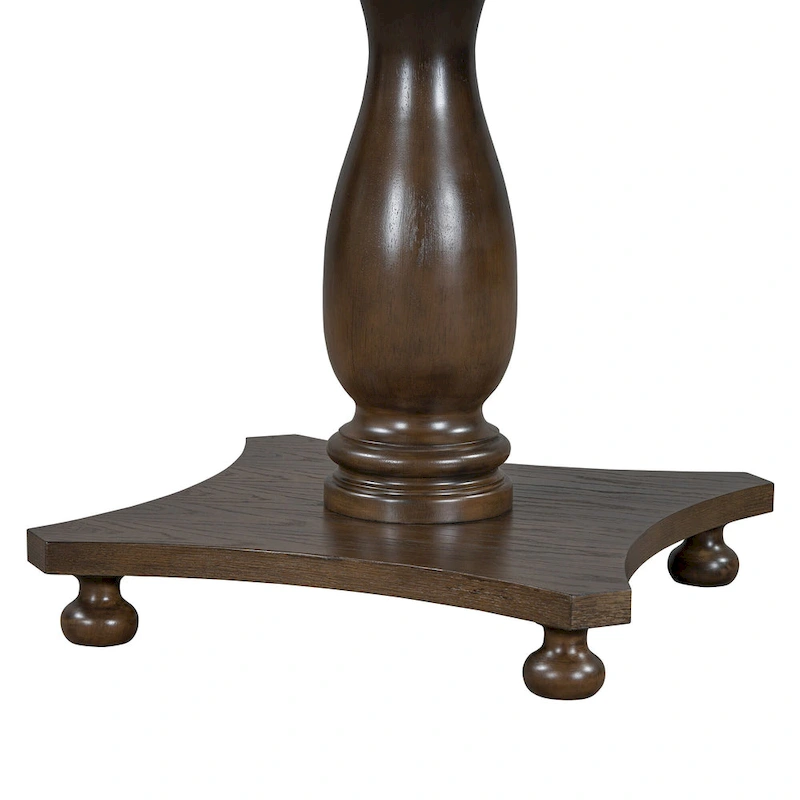 5 Piece Dining Table Set, Solid Wood Kitchen Dining Room Table Set with Round Dining Table and 4 Upholstered Chairs