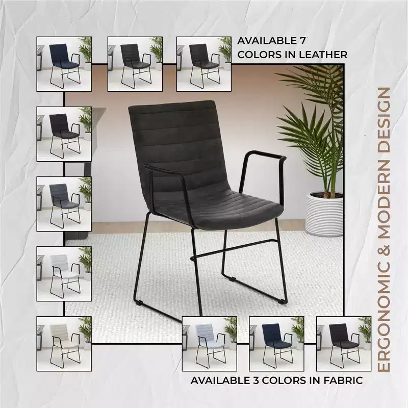 LeisureMod Ergonomic Office Chair Upholstered in Leather/Polyester with Powder-Coated Stainless Steel Frame Padded Seat and Back Zylar Collection