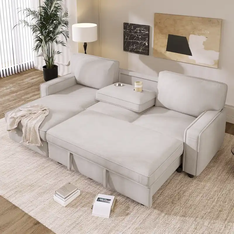 Upholstery Sleeper Sectional Sofa with Storage and USB port