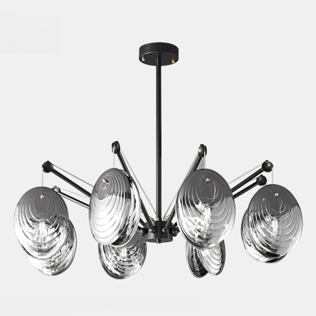 Modern Gray Metal Silver Shell Adjustable Chandeliers