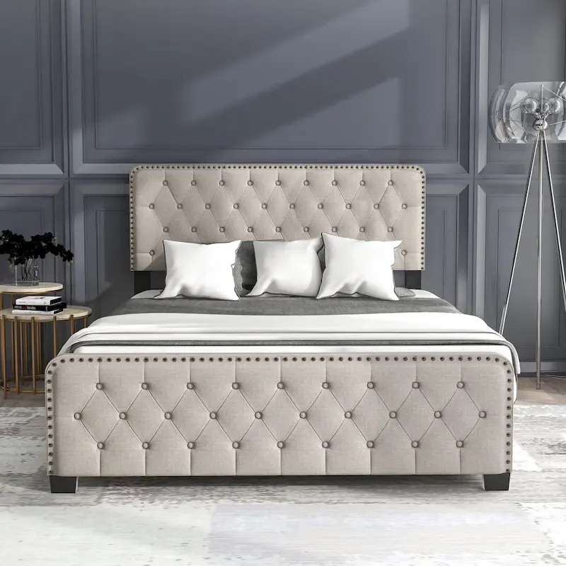 Furniture of America Tilly Button Tufted Fabric Upholstered Bed