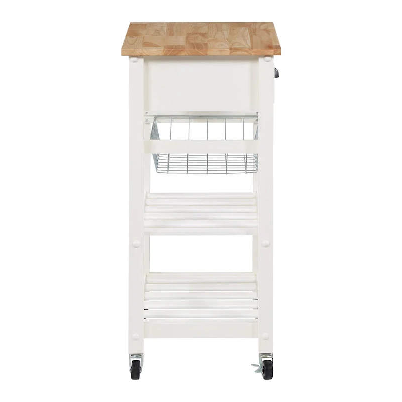 Kitchen Cart with Wood Top - Natural Wood, Rolling Design, Single User