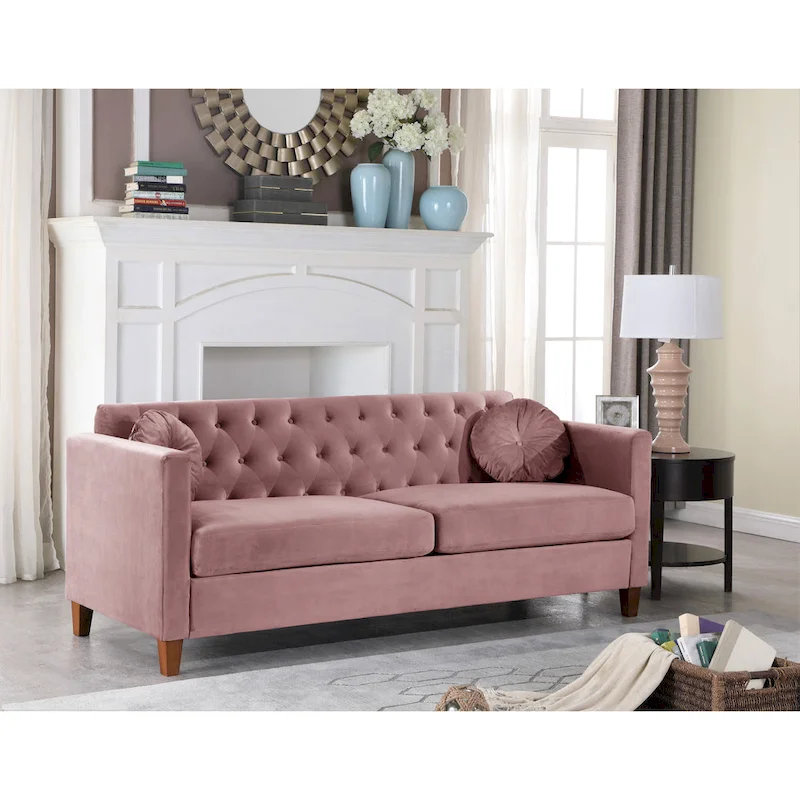 Beige / Dark Blue / Grey / Green / Black / Rose Crushed Velvet Chesterfield Sofa, 3-Seater