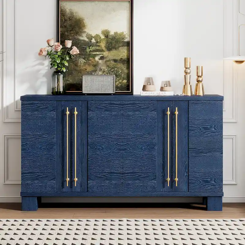 Sideboard Buffet Cabinet with Adjustable Shelves & Gold Handles