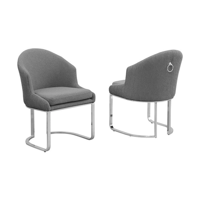 Best Quality Furniture Teddy Fabric Chrome Dining Chairs (Set of 2) - N/A