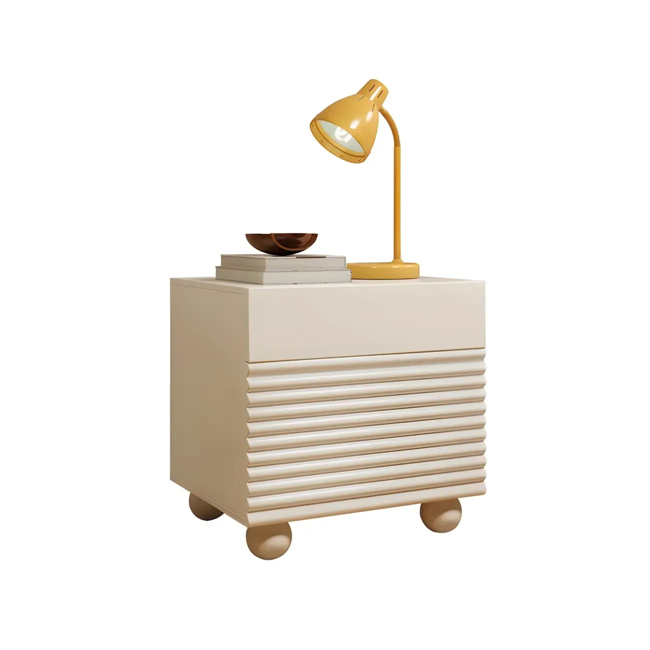 Princess Rectabgular White Wood Nightstand with 2 Drawers