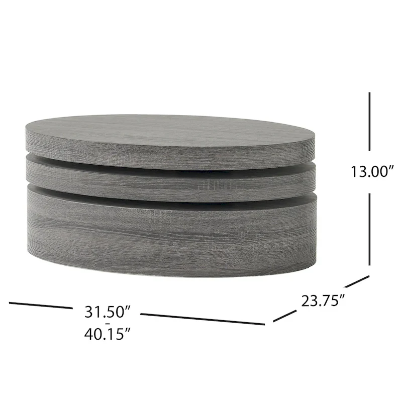 Carson Oval Mod Rotating Wood Coffee Table by Christopher Knight Home