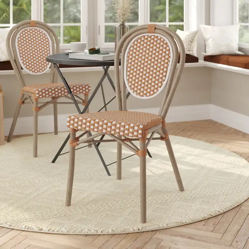 All-Weather Commercial Paris Chair with Black Metal Frame - N/A