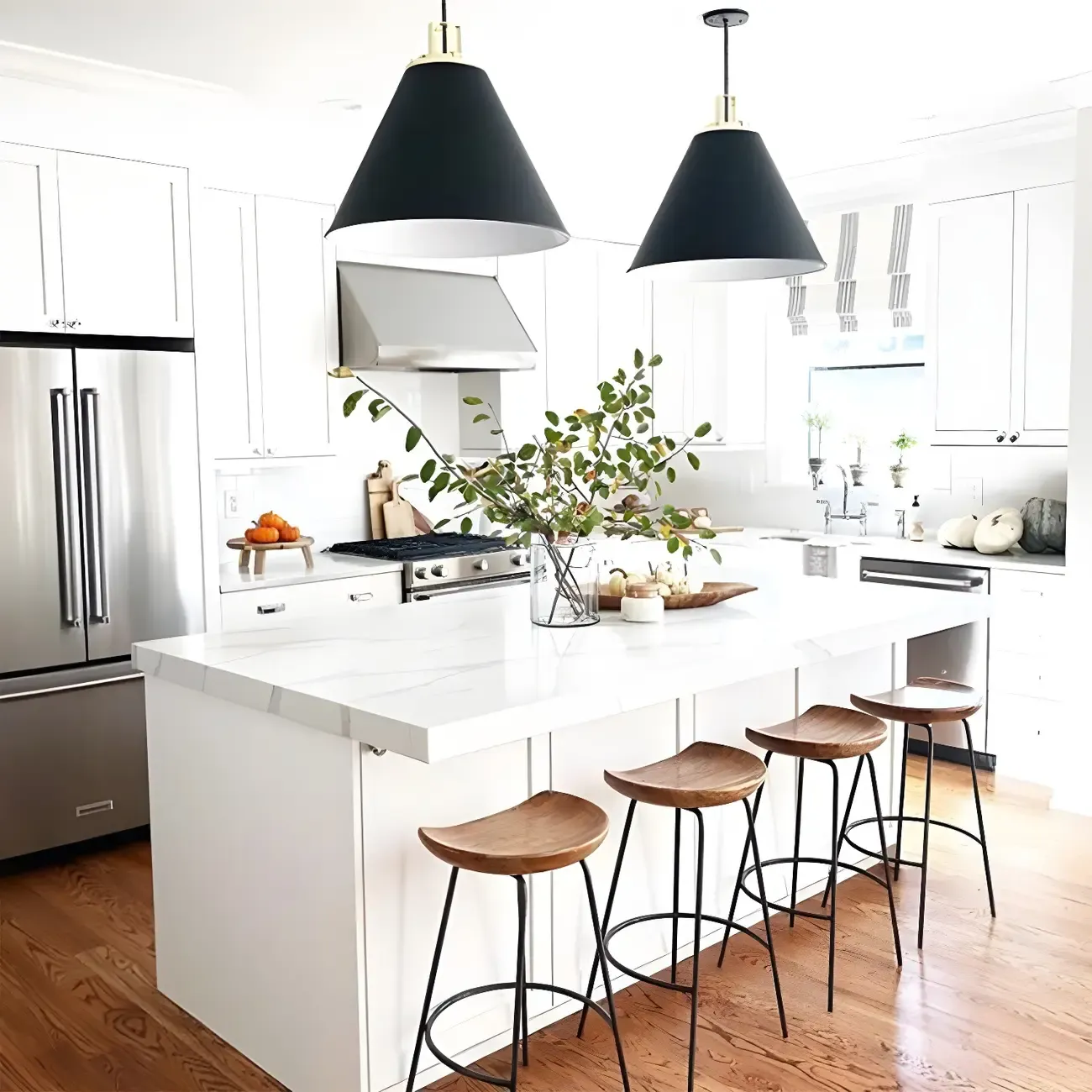 Modern Solid Wood Counter Height Bar Stools