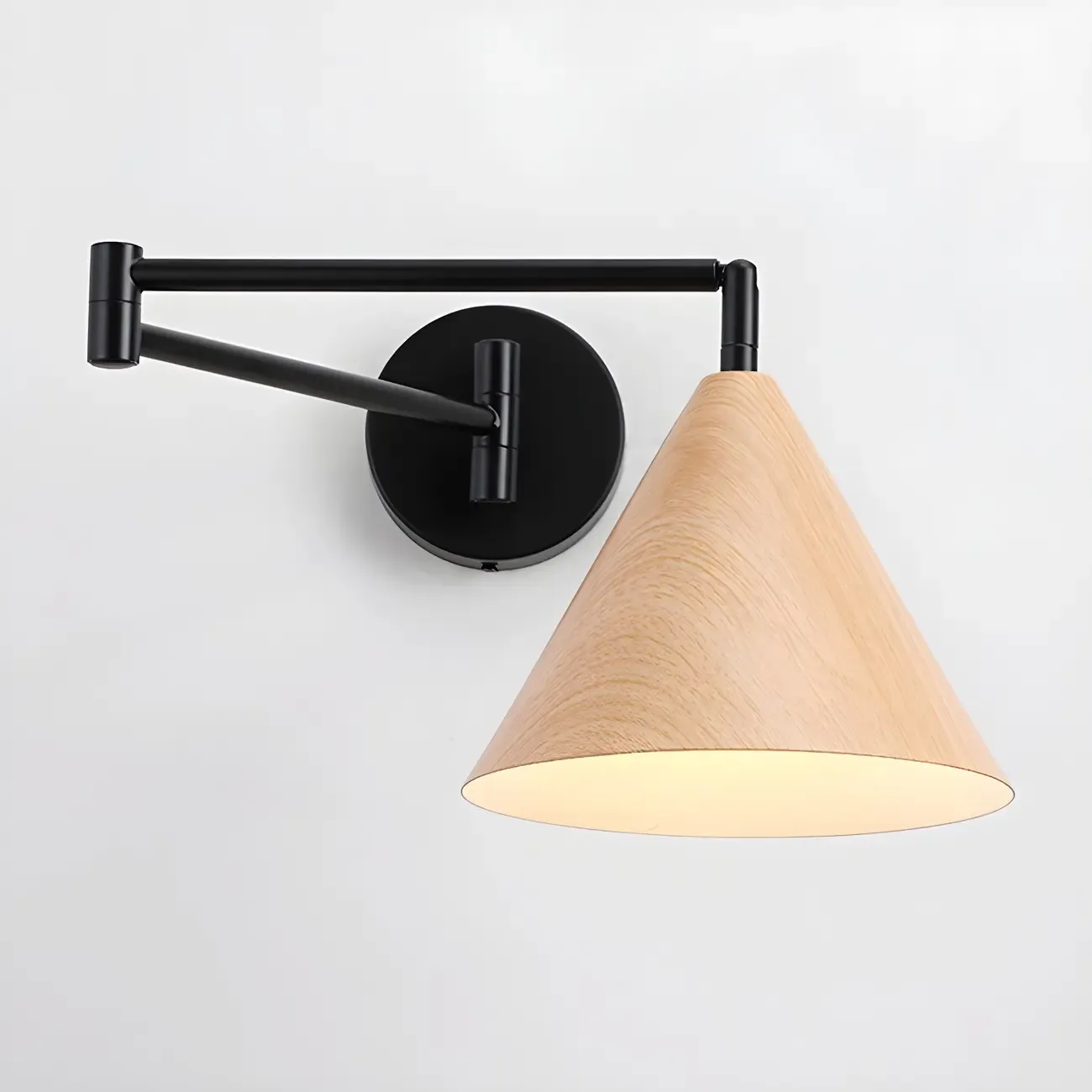 Modern Metal Black Cone Swing Arm Wall Light