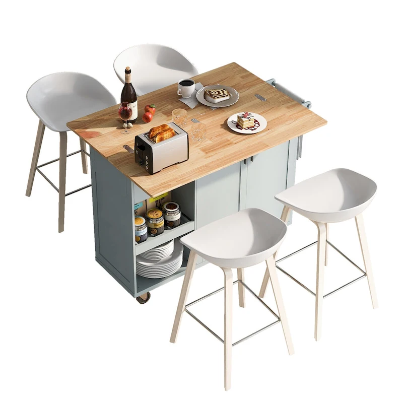 Kitchen Island With Foldable Counter Top(no include stool)
