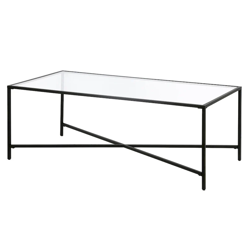 Glass Top Coffee Table with Steel Frame