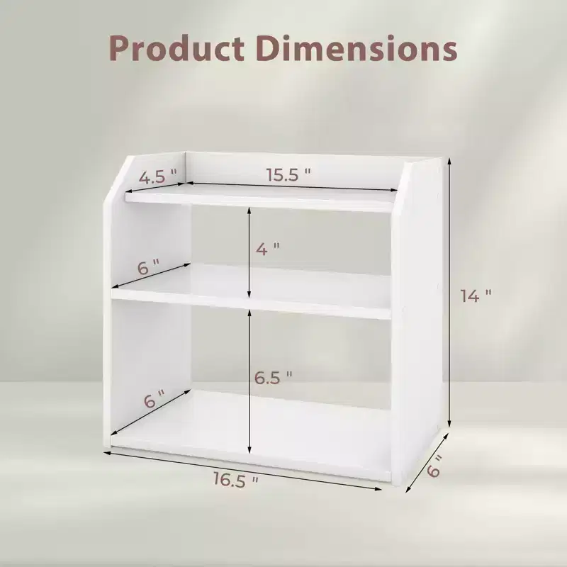 Costway 3-Tier Desktop Bookshelf w/Raised Top Guardrails Space-Saving Desk Display Shelf