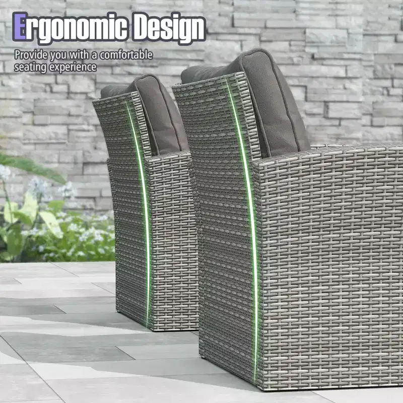Costway 4 PCS Patio Furniture Set with 2 Rattan Chairs Loveseat Coffee Table Cushions Gray
