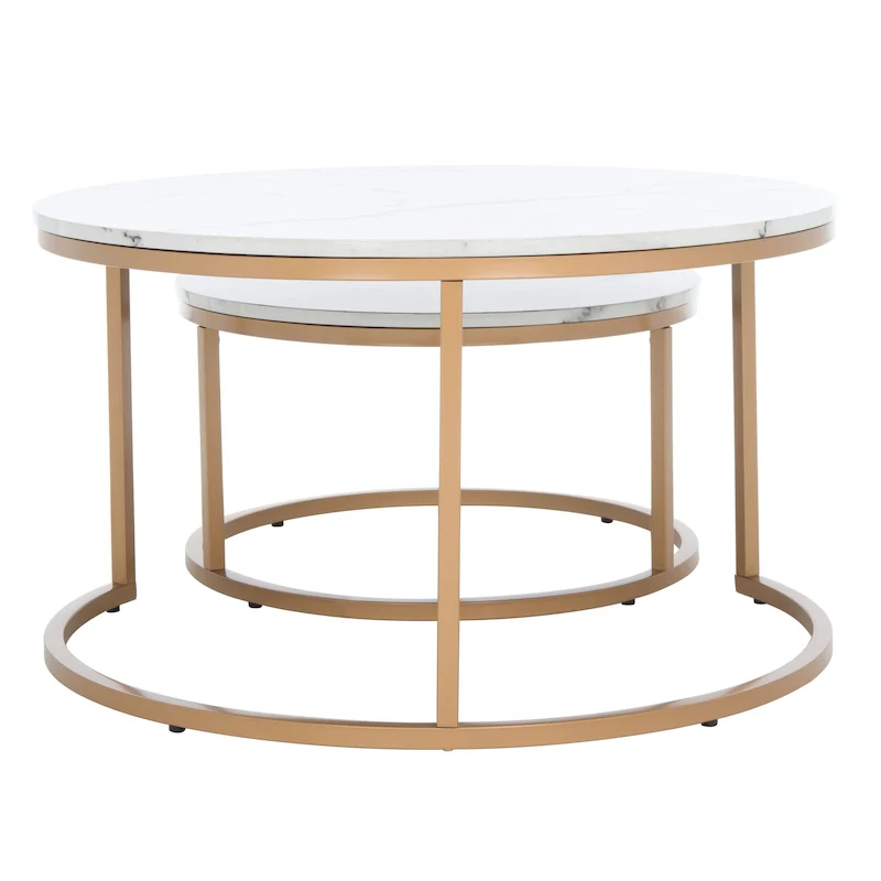 SAFAVIEH Elberta 2 Round Nesting Coffee Table - 43 L x 36 D x 18 H - 32Wx32Dx18H