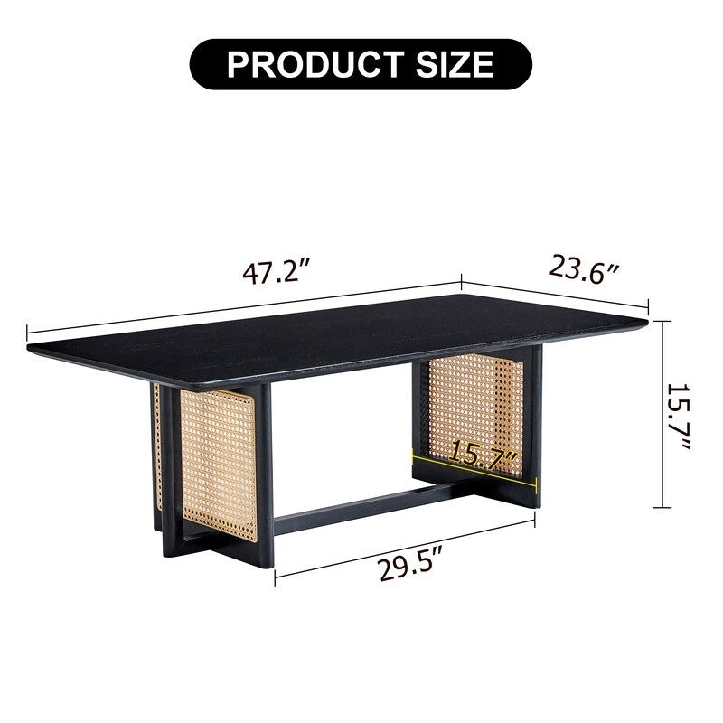 Chinese style white solid wood and imitation rattan coffee table