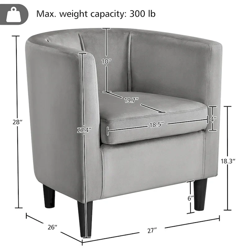 Modern Barrel-shaped Chair Upholstered Velvet Club Chair