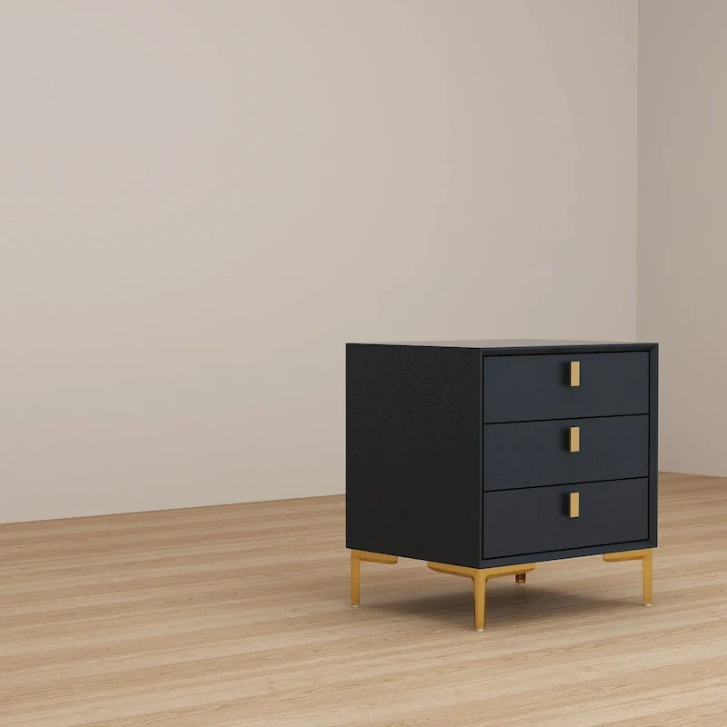 Natural Mid-Century Modern 3-Drawer Nightstand Bedside Table