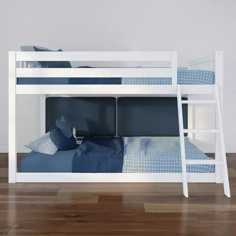 Max & Lily Fundamentals Low Twin over Twin Bunk Bed + 2 Floating Headboards