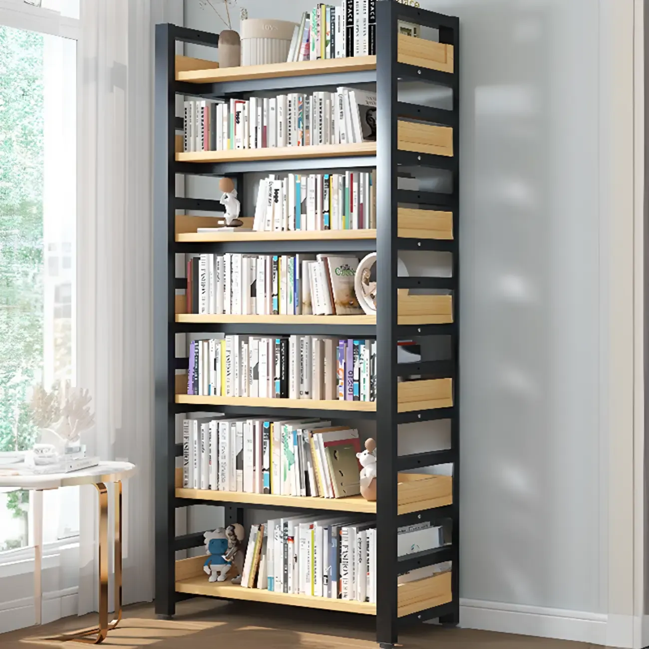 Modish Multi-Layer Open Back Wooden Tall Bookshelves