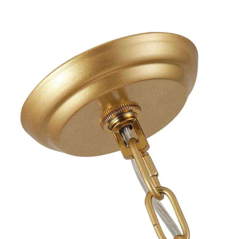 Farmhouse Gold Multi Tiers 5-Light Kitchen Island Pendant Light with Paper Woven Shade