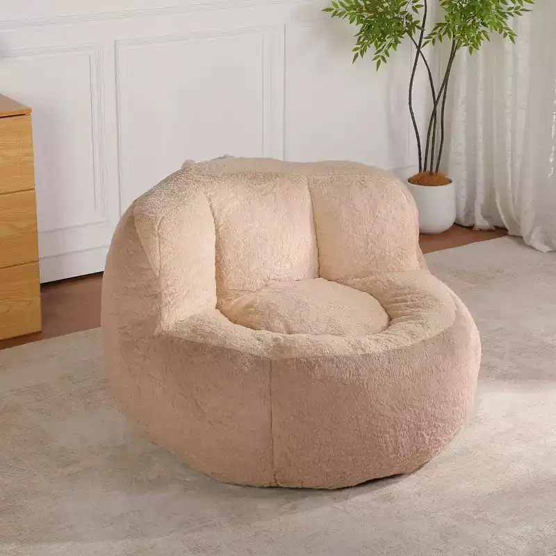 YOSIMFUR Oversized Bean Bag Chairs,Multicolor Faux Fur Couch Filled with Shredded Sponge,Large Lounger Sofa For Living Room