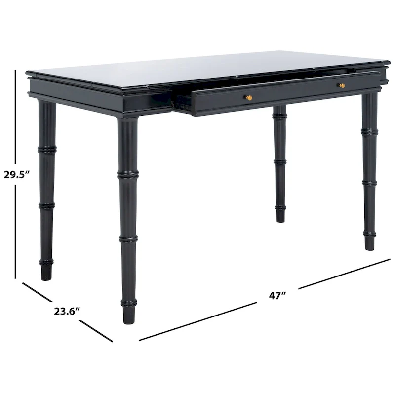 Modern Coastal Writing Desk with 1 Drawer - Bamboo-Inspired Wood Frame Office Furniture