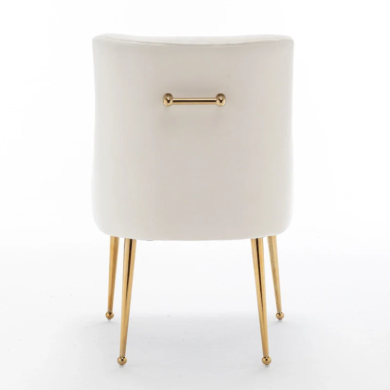 Velvet Upholstered Armless Dining Chair with Gold Metal Legs – Beige / Green / Black / Navy / Grey