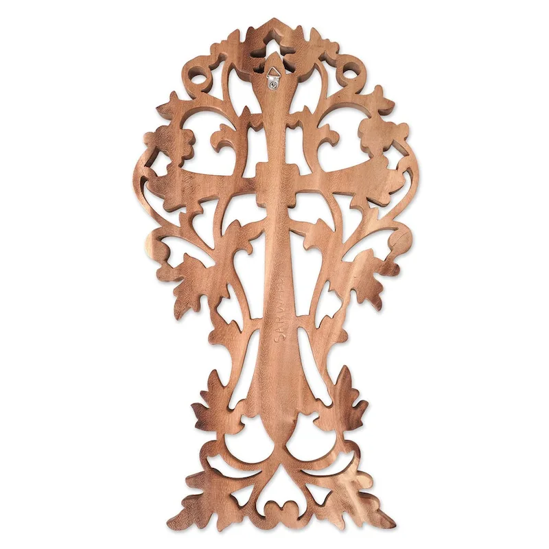 Novica Handmade Abundance Prayer Wood Relief Panel