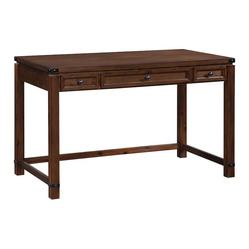 Rustic Industrial Writing Desk, Wood/Distressed Finish, Brown/Off-White, 1-Person