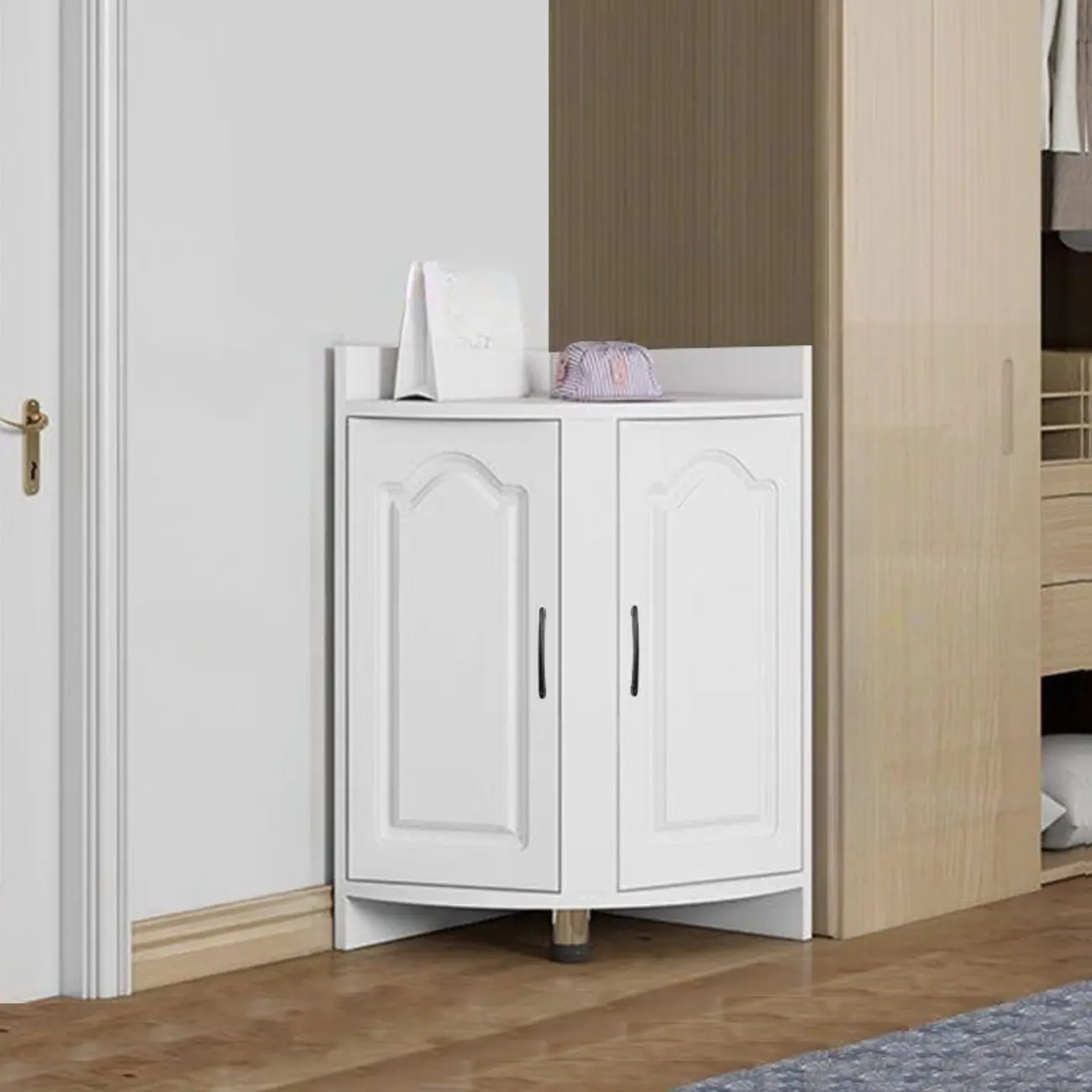 Classic Reclaimed Wooden Utility Storage Corner Cabinet