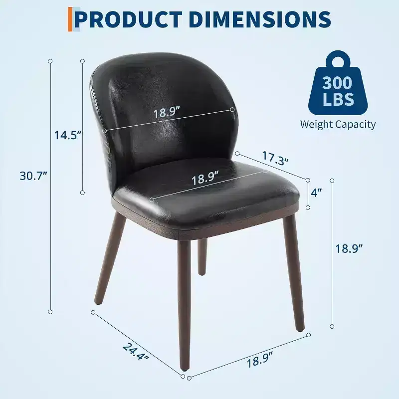 Dining Chairs Set of 4, Modern Upholstered Kitchen Chairs with Ergonomic Back Support, 265lbs Capacity for Kitchen, Dining Room, Restaurant, Black